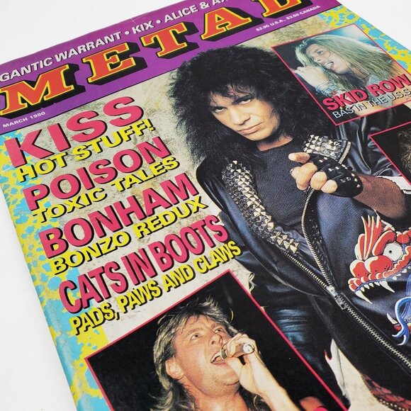Metal Magazine KISS Zakk Wylde Poison Skid Row, Alice Cooper Axl Poster Mar 1990 - Picture 11 of 11